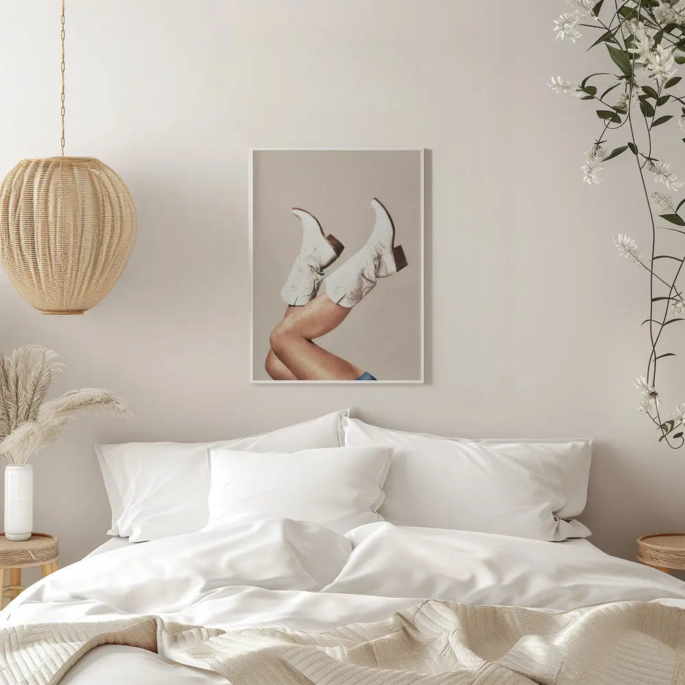 These Boots - Neutral / Beige - Stretched Canvas, Poster or Fine Art Print I Heart Wall Art