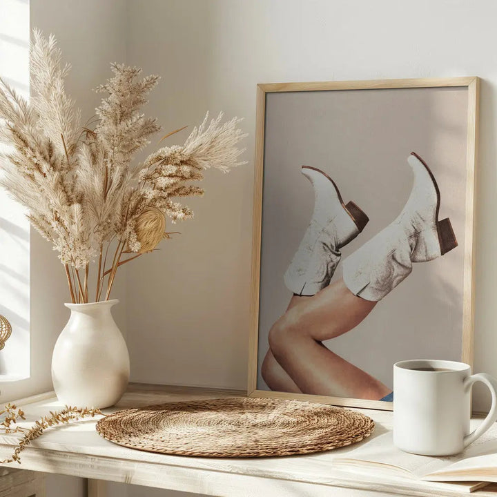 These Boots - Neutral / Beige - Stretched Canvas, Poster or Fine Art Print I Heart Wall Art