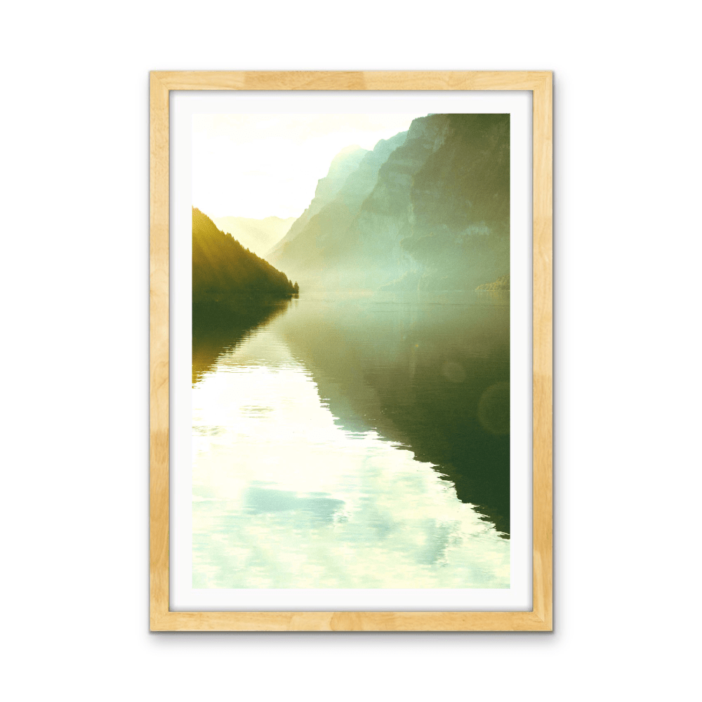 Through the Peaks - Green Lake Stretched Canvas or Fine Art Print - I Heart Wall Art - Poster Print, Canvas Print or Framed Art Print