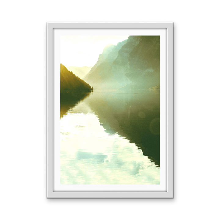 Through the Peaks - Green Lake Stretched Canvas or Fine Art Print - I Heart Wall Art - Poster Print, Canvas Print or Framed Art Print