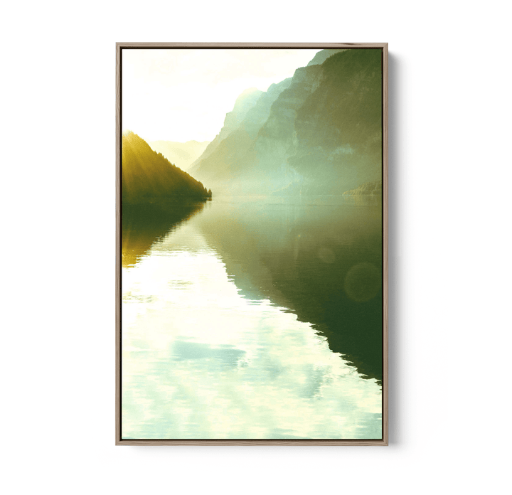 Through the Peaks - Green Lake Stretched Canvas or Fine Art Print - I Heart Wall Art - Poster Print, Canvas Print or Framed Art Print