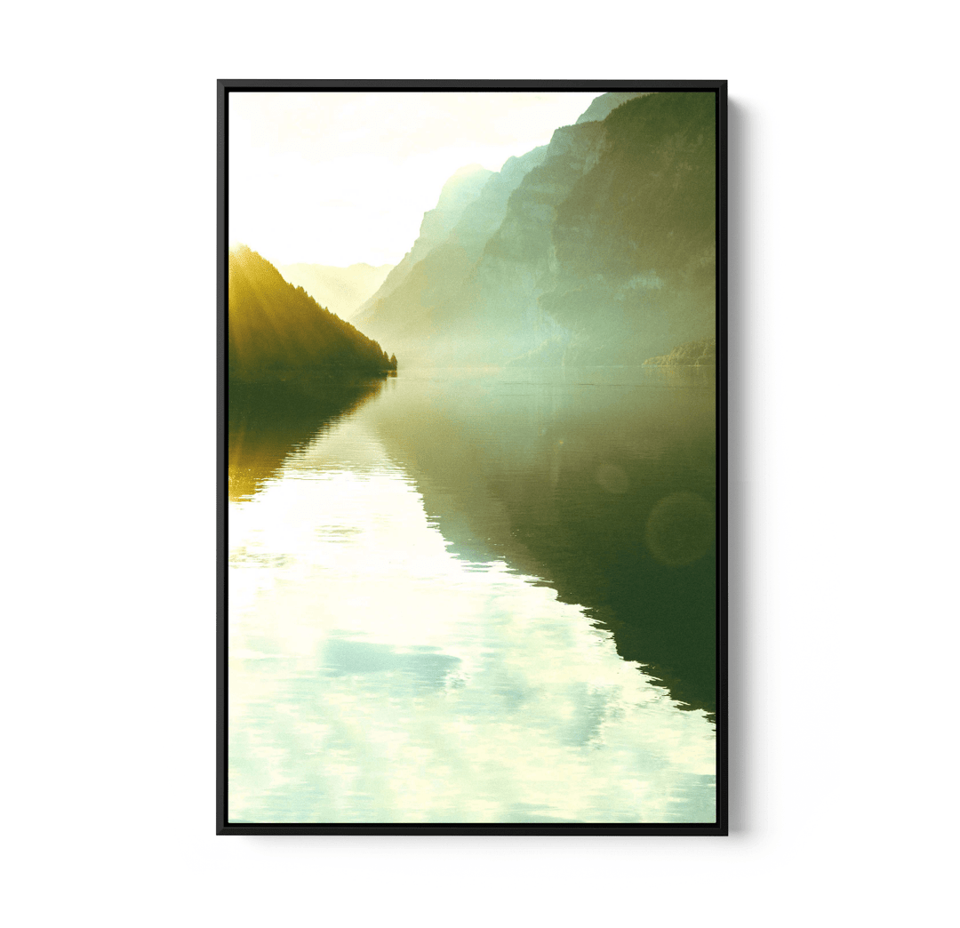 Through the Peaks - Green Lake Stretched Canvas or Fine Art Print - I Heart Wall Art - Poster Print, Canvas Print or Framed Art Print