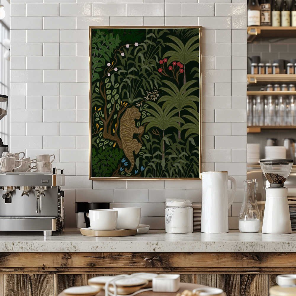 Tiger in Lush Jungle - Stretched Canvas, Poster or Fine Art Print - I Heart Wall Art - Poster Print, Canvas Print or Framed Art Print