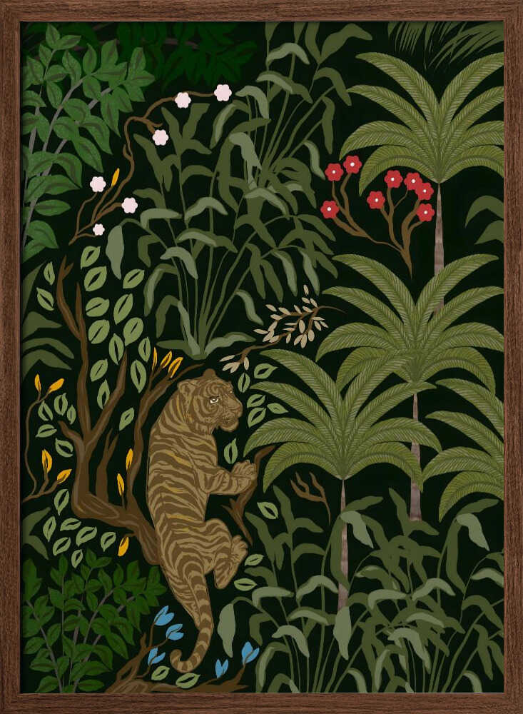Tiger in Lush Jungle - Stretched Canvas, Poster or Fine Art Print - I Heart Wall Art - Poster Print, Canvas Print or Framed Art Print