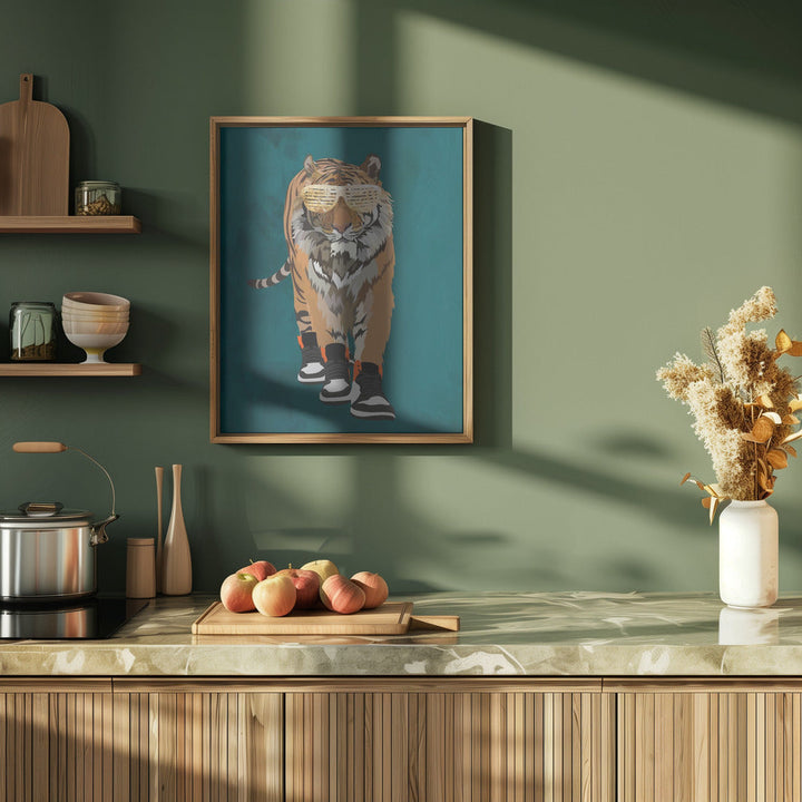 Tiger prowling in high top sneakers - Stretched Canvas, Poster or Fine Art Print I Heart Wall Art