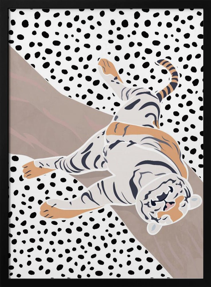 Tiger Sleeping polkadots - Stretched Canvas, Poster or Fine Art Print - I Heart Wall Art - Poster Print, Canvas Print or Framed Art Print