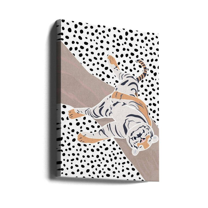 Tiger Sleeping polkadots - Stretched Canvas, Poster or Fine Art Print - I Heart Wall Art - Poster Print, Canvas Print or Framed Art Print