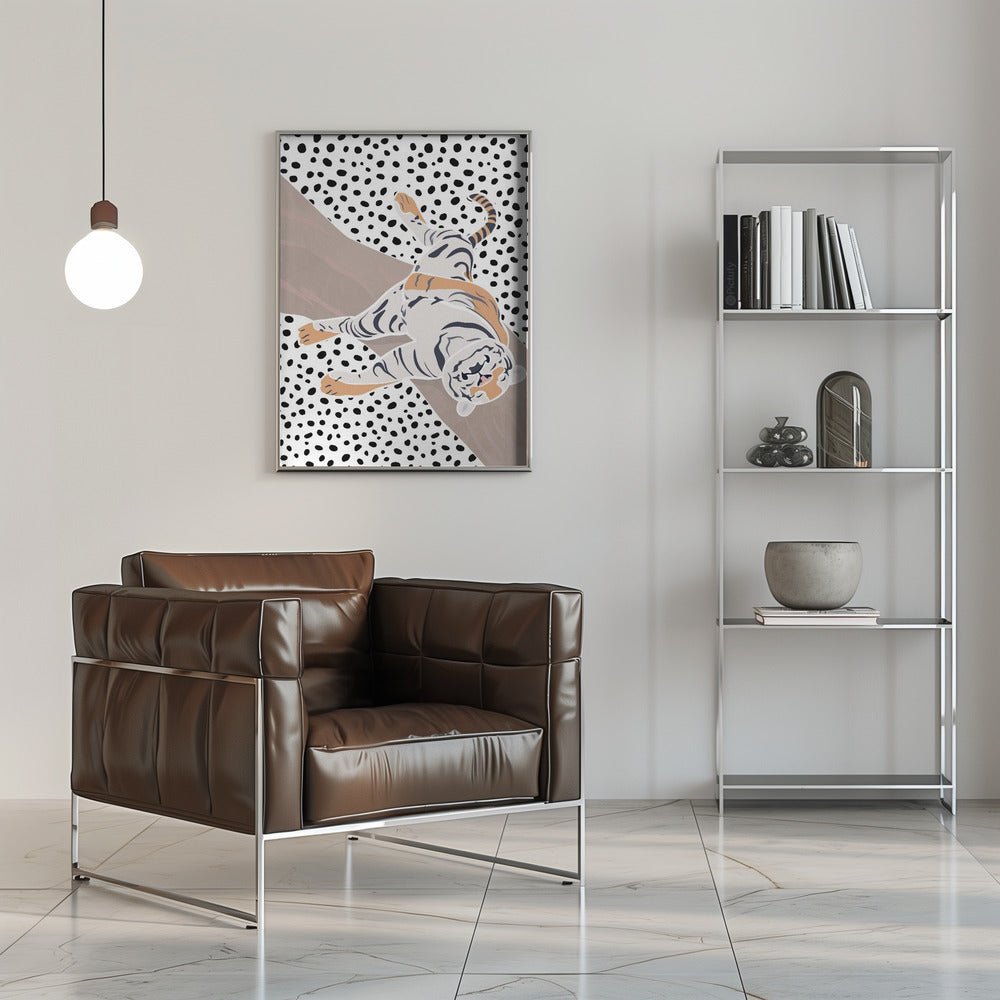 Tiger Sleeping polkadots - Stretched Canvas, Poster or Fine Art Print - I Heart Wall Art - Poster Print, Canvas Print or Framed Art Print