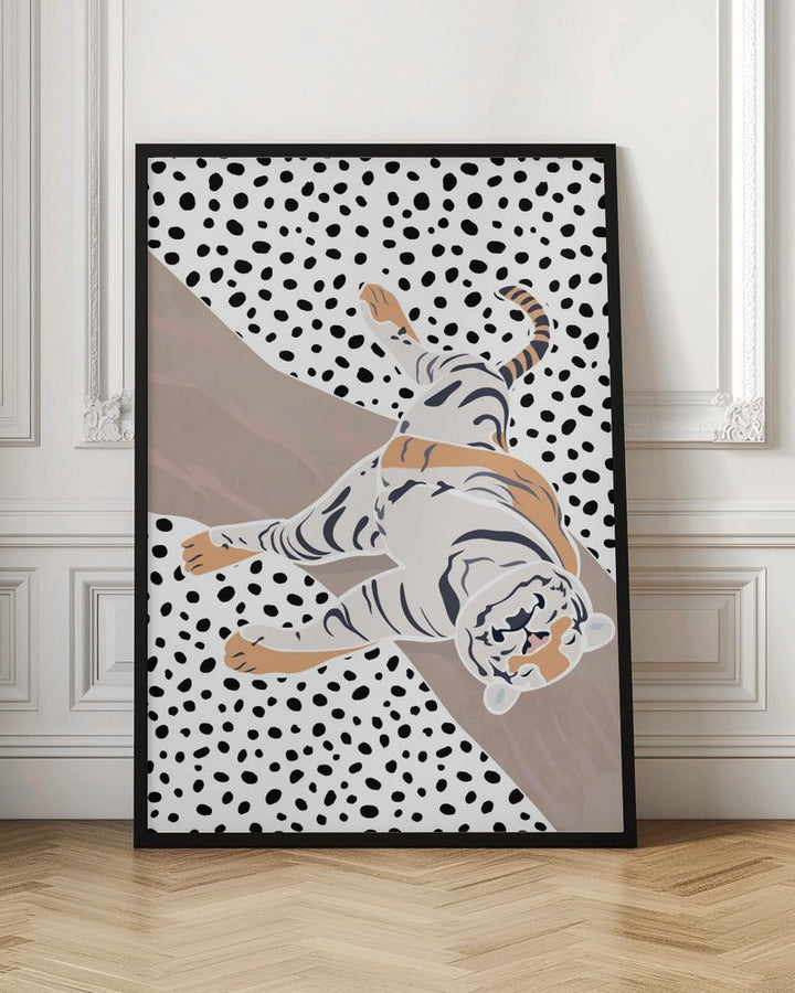 Tiger Sleeping polkadots - Stretched Canvas, Poster or Fine Art Print - I Heart Wall Art - Poster Print, Canvas Print or Framed Art Print
