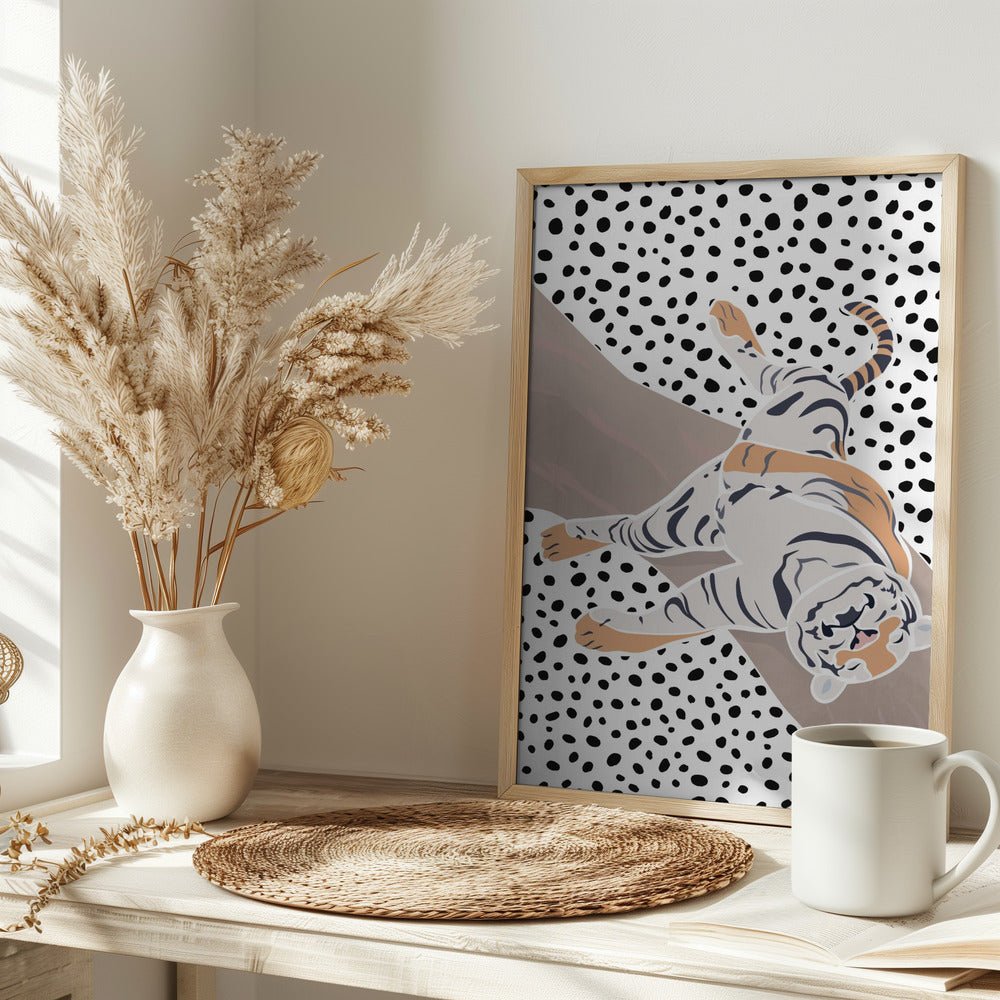 Tiger Sleeping polkadots - Stretched Canvas, Poster or Fine Art Print - I Heart Wall Art - Poster Print, Canvas Print or Framed Art Print