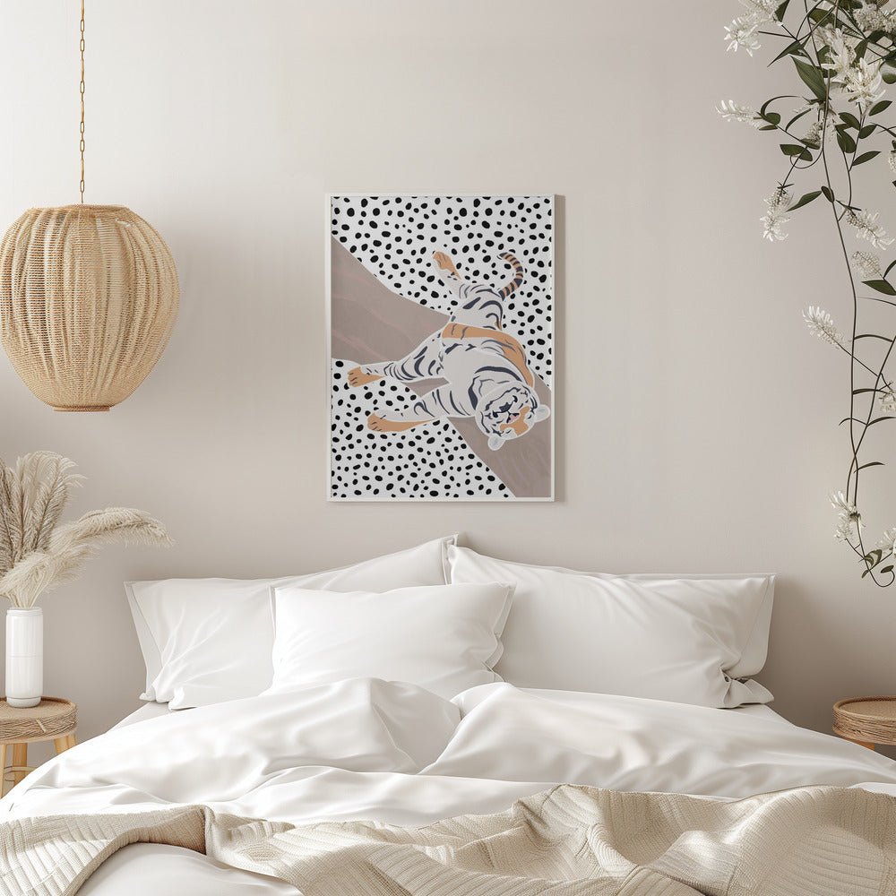 Tiger Sleeping polkadots - Stretched Canvas, Poster or Fine Art Print - I Heart Wall Art - Poster Print, Canvas Print or Framed Art Print