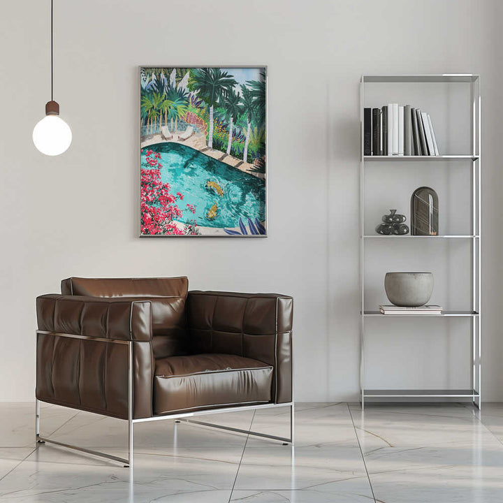 Tiger Tropical Luxury Villa Art Print - Stretched Canvas, Poster or Fine Art Print - I Heart Wall Art - Poster Print, Canvas Print or Framed Art Print