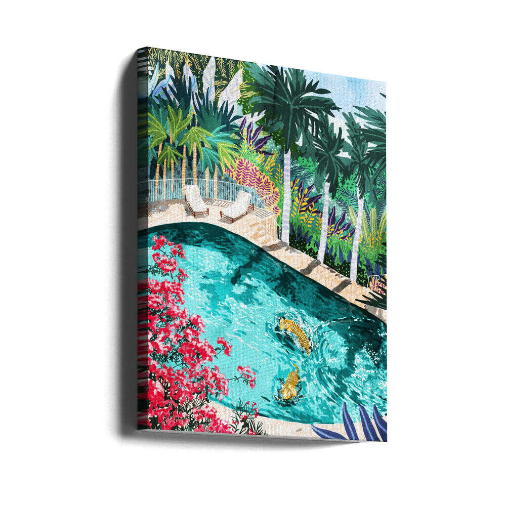 Tiger Tropical Luxury Villa Art Print - Stretched Canvas, Poster or Fine Art Print - I Heart Wall Art - Poster Print, Canvas Print or Framed Art Print