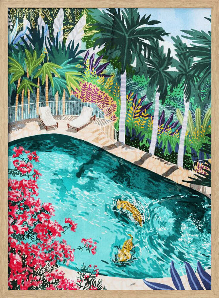 Tiger Tropical Luxury Villa Art Print - Stretched Canvas, Poster or Fine Art Print - I Heart Wall Art - Poster Print, Canvas Print or Framed Art Print