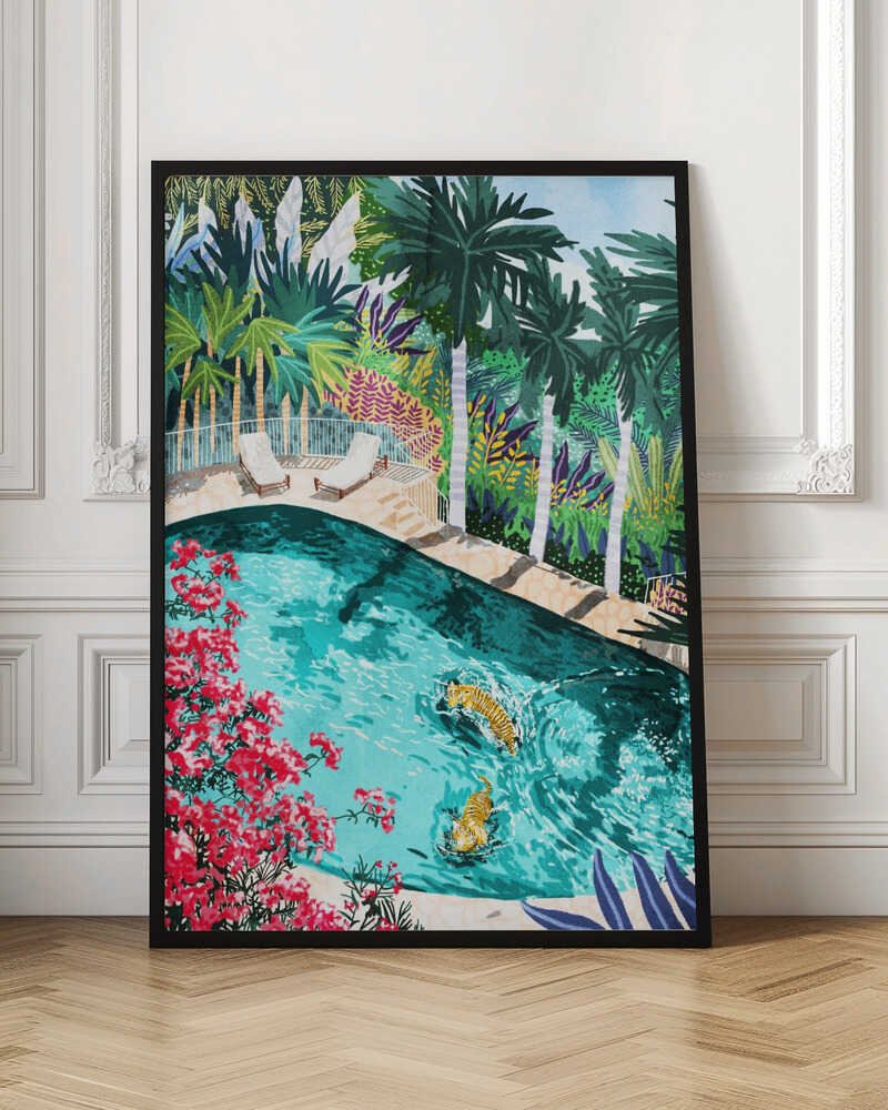 Tiger Tropical Luxury Villa Art Print - Stretched Canvas, Poster or Fine Art Print - I Heart Wall Art - Poster Print, Canvas Print or Framed Art Print