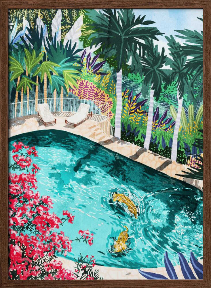 Tiger Tropical Luxury Villa Art Print - Stretched Canvas, Poster or Fine Art Print - I Heart Wall Art - Poster Print, Canvas Print or Framed Art Print