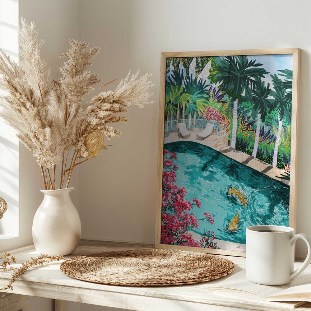 Tiger Tropical Luxury Villa Art Print - Stretched Canvas, Poster or Fine Art Print - I Heart Wall Art - Poster Print, Canvas Print or Framed Art Print