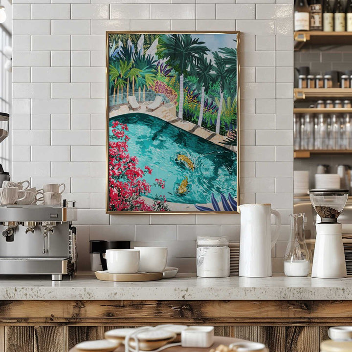 Tiger Tropical Luxury Villa Art Print - Stretched Canvas, Poster or Fine Art Print - I Heart Wall Art - Poster Print, Canvas Print or Framed Art Print