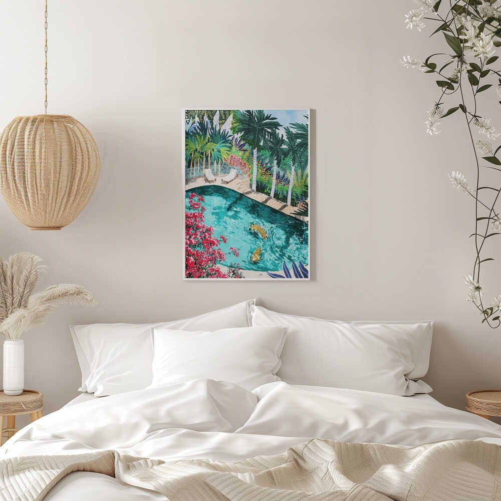 Tiger Tropical Luxury Villa Art Print - Stretched Canvas, Poster or Fine Art Print - I Heart Wall Art - Poster Print, Canvas Print or Framed Art Print