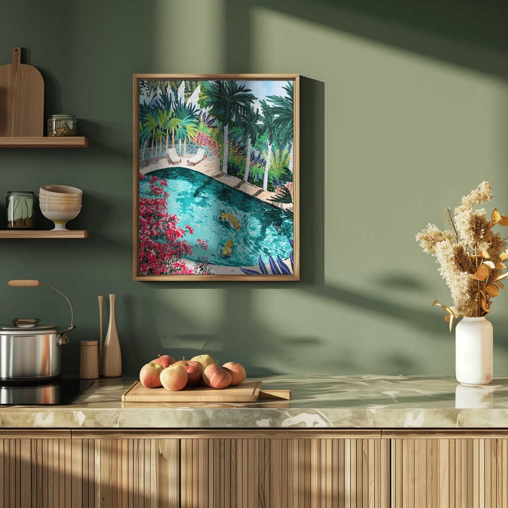 Tiger Tropical Luxury Villa Art Print - Stretched Canvas, Poster or Fine Art Print - I Heart Wall Art - Poster Print, Canvas Print or Framed Art Print