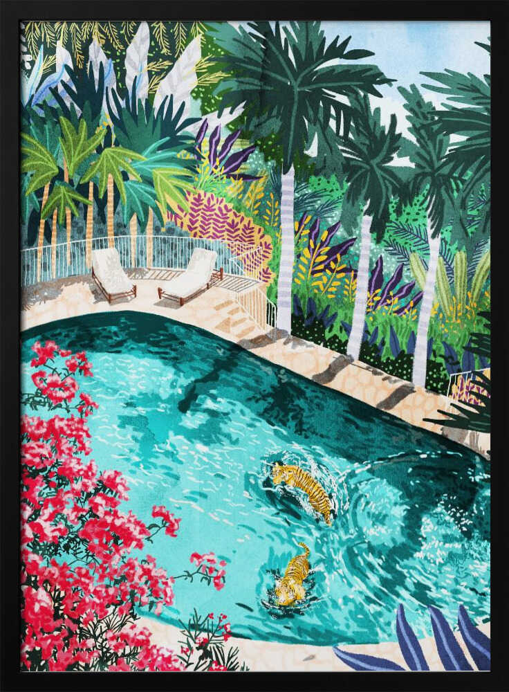 Tiger Tropical Luxury Villa Art Print - Stretched Canvas, Poster or Fine Art Print - I Heart Wall Art - Poster Print, Canvas Print or Framed Art Print