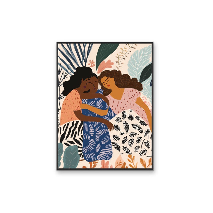 Time to Dream - Sleeping Women, Pattern &amp; Florals Stretched Canvas Wall Art Print I Heart Wall Art