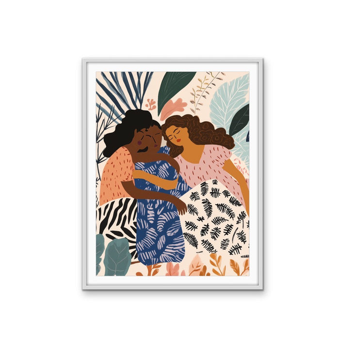 Time to Dream - Sleeping Women, Pattern &amp; Florals Stretched Canvas Wall Art Print I Heart Wall Art