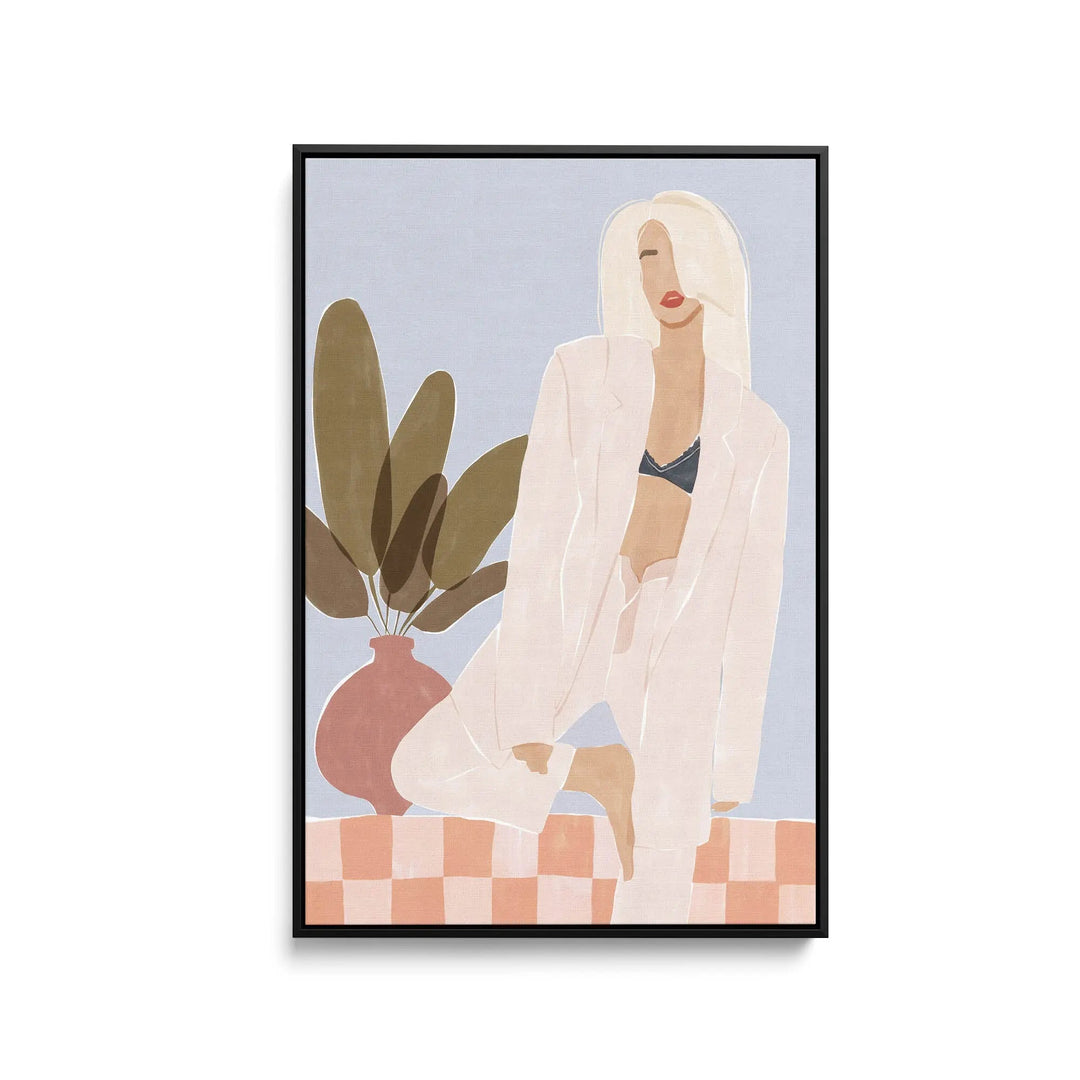 Too Lazy To Yoga by Ivy Green Illustrations - Stretched Canvas Print or Framed Fine Art Print - Artwork I Heart Wall Art Australia 