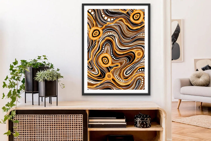 Trading Route On Country - Deep Earth -  Aboriginal Art Print By Leah Cummins I Heart Wall Art Australia 