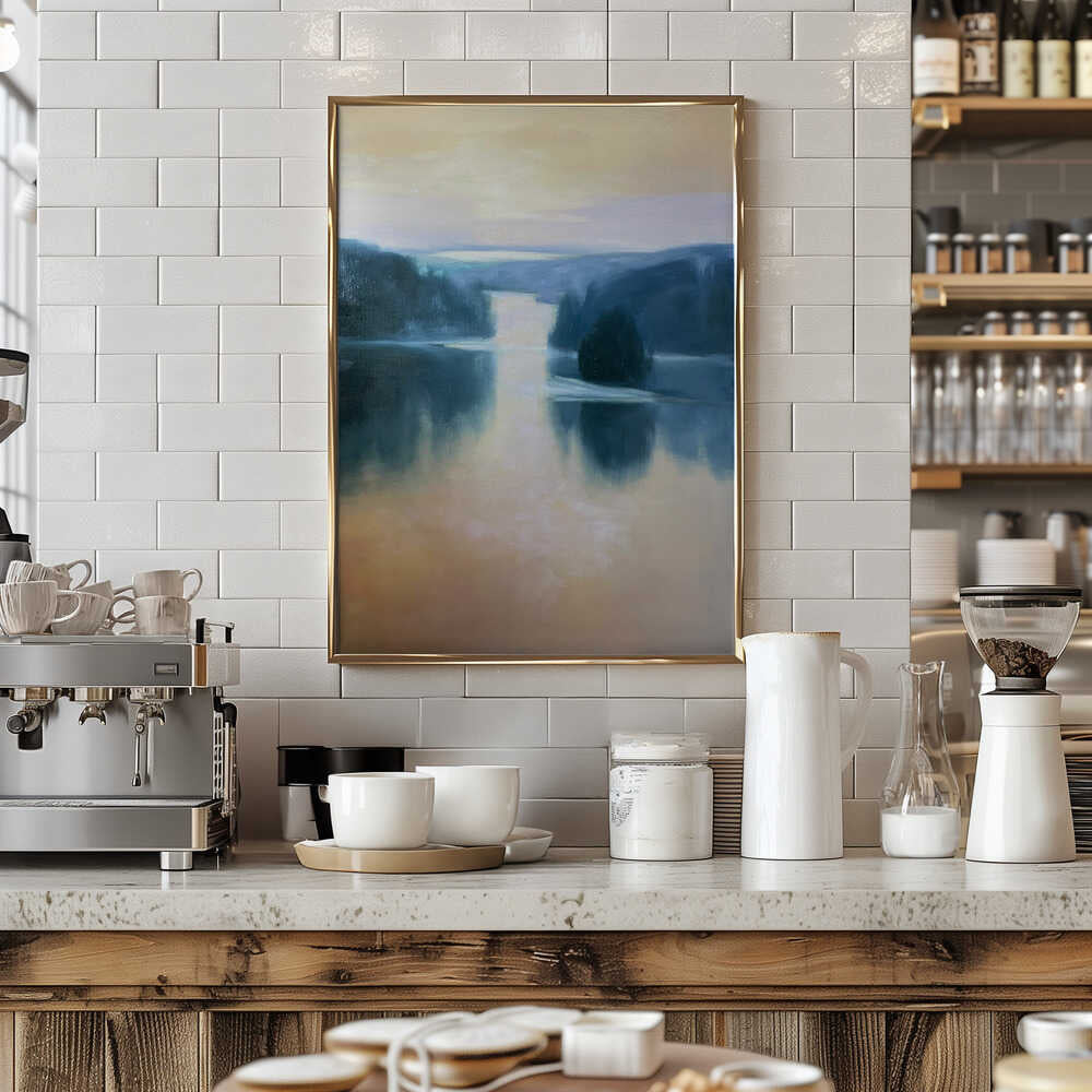 Tranquil Lake Reflections - Stretched Canvas Poster or Fine Art Print