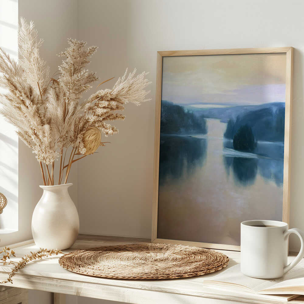 Tranquil Lake Reflections - Stretched Canvas Poster or Fine Art Print