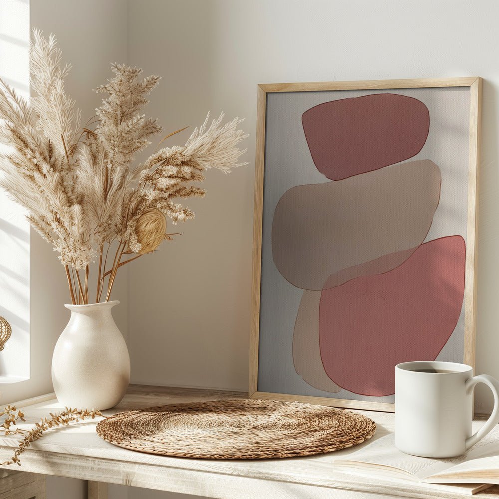Translucent Shapes in Soft Pinks and Reds - Stretched Canvas, Poster or Fine Art Print - I Heart Wall Art - Poster Print, Canvas Print or Framed Art Print