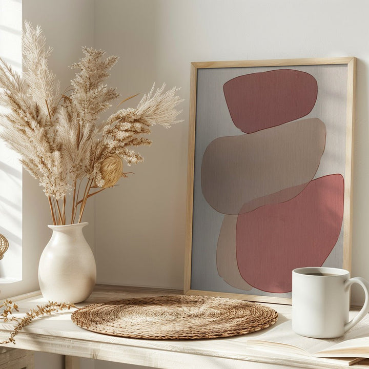 Translucent Shapes in Soft Pinks and Reds - Stretched Canvas, Poster or Fine Art Print - I Heart Wall Art - Poster Print, Canvas Print or Framed Art Print