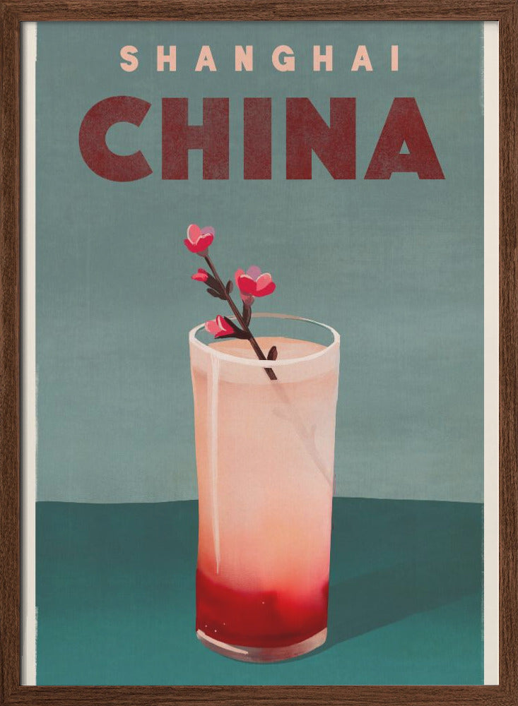 Travel Poster Cocktail Shanghai China - Stretched Canvas, Poster or Fine Art Print I Heart Wall Art