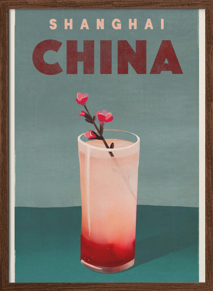 Travel Poster Cocktail Shanghai China - Stretched Canvas, Poster or Fine Art Print I Heart Wall Art
