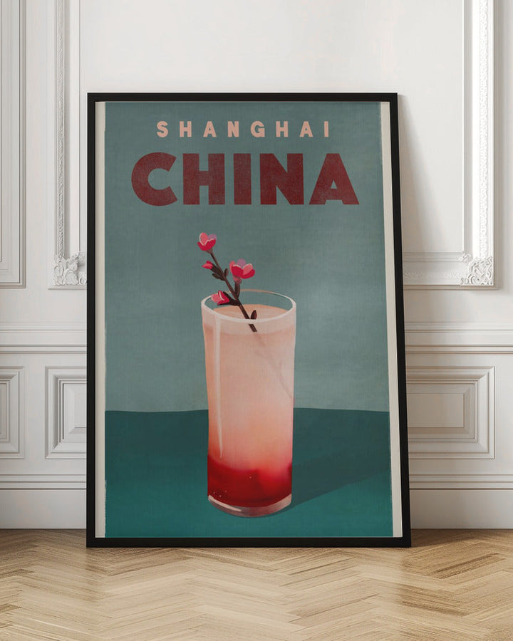 Travel Poster Cocktail Shanghai China - Stretched Canvas, Poster or Fine Art Print I Heart Wall Art