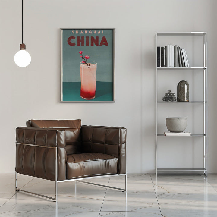 Travel Poster Cocktail Shanghai China - Stretched Canvas, Poster or Fine Art Print I Heart Wall Art