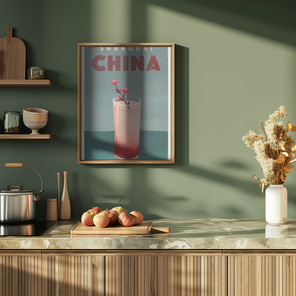 Travel Poster Cocktail Shanghai China - Stretched Canvas, Poster or Fine Art Print I Heart Wall Art