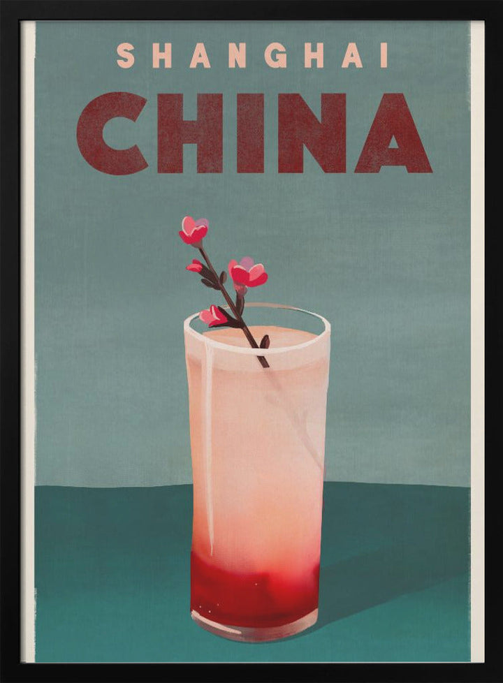 Travel Poster Cocktail Shanghai China - Stretched Canvas, Poster or Fine Art Print I Heart Wall Art