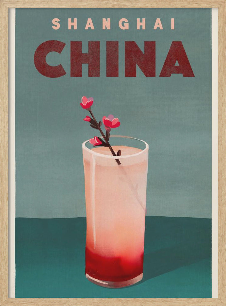 Travel Poster Cocktail Shanghai China - Stretched Canvas, Poster or Fine Art Print I Heart Wall Art