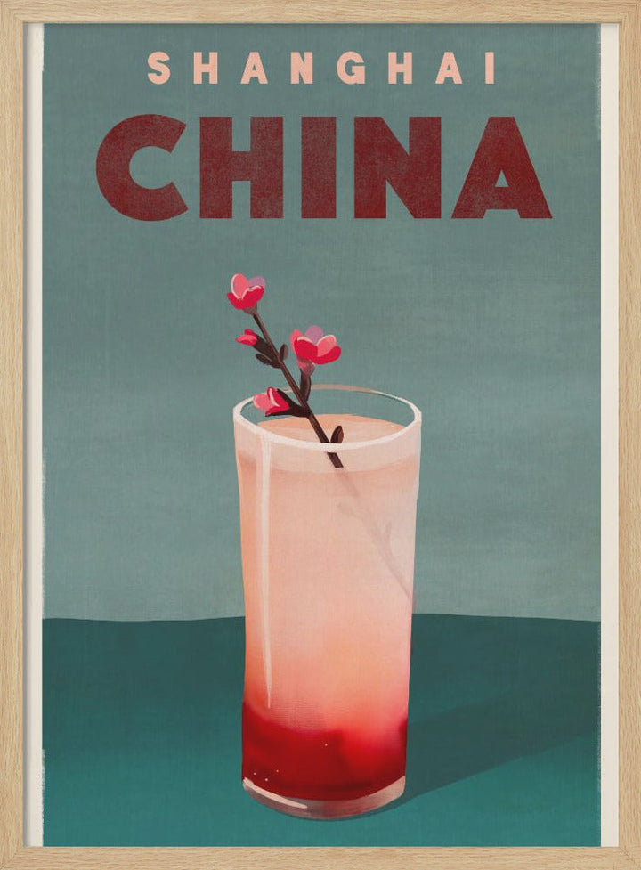 Travel Poster Cocktail Shanghai China - Stretched Canvas, Poster or Fine Art Print I Heart Wall Art