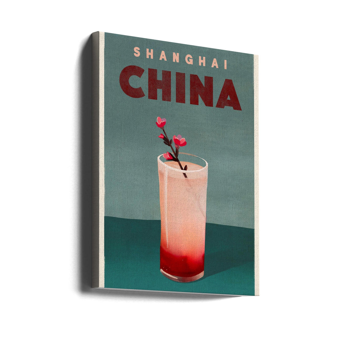 Travel Poster Cocktail Shanghai China - Stretched Canvas, Poster or Fine Art Print I Heart Wall Art