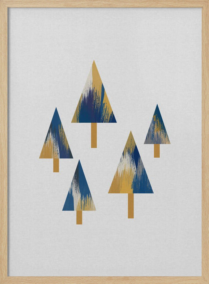 Trees Blue &amp; Yellow - Stretched Canvas, Poster or Fine Art Print I Heart Wall Art