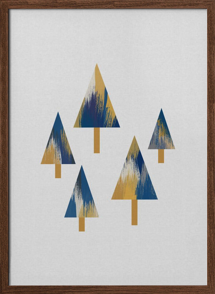 Trees Blue &amp; Yellow - Stretched Canvas, Poster or Fine Art Print I Heart Wall Art