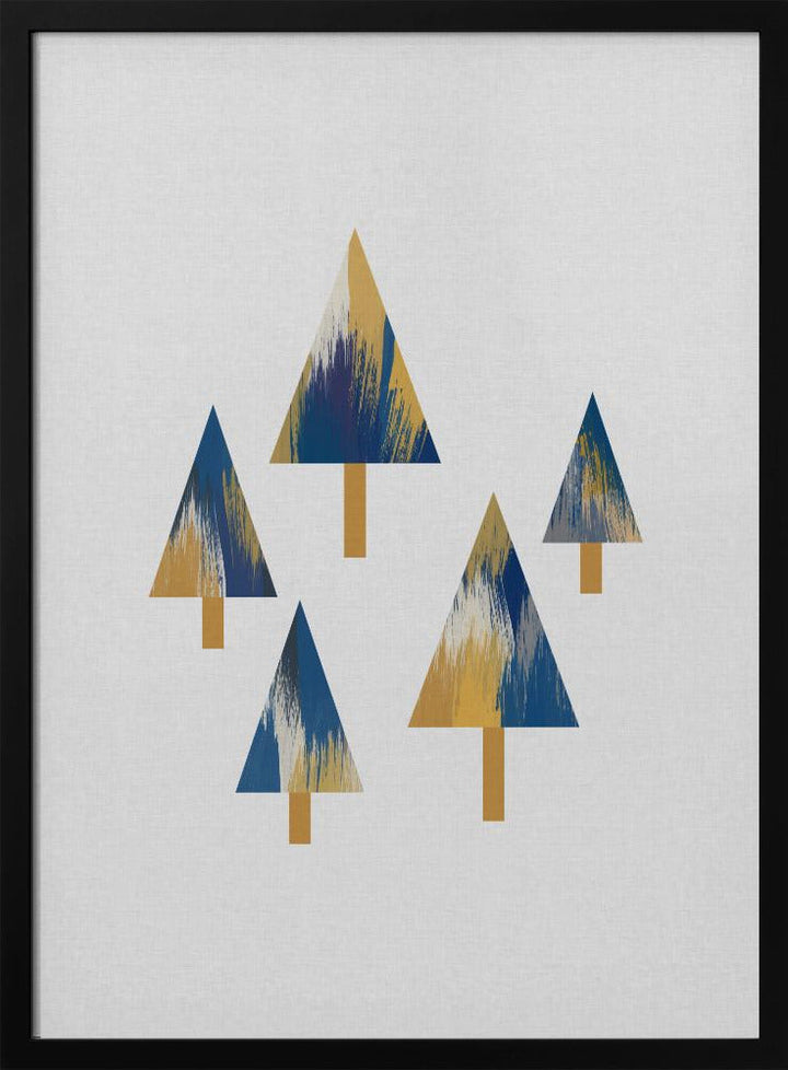Trees Blue &amp; Yellow - Stretched Canvas, Poster or Fine Art Print I Heart Wall Art