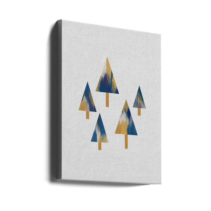 Trees Blue &amp; Yellow - Stretched Canvas, Poster or Fine Art Print I Heart Wall Art