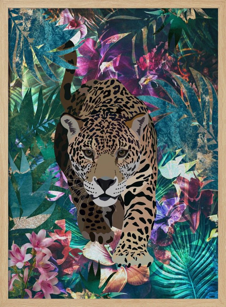Tropical Jungle Jaguar - Stretched Canvas, Poster or Fine Art Print - I Heart Wall Art - Poster Print, Canvas Print or Framed Art Print