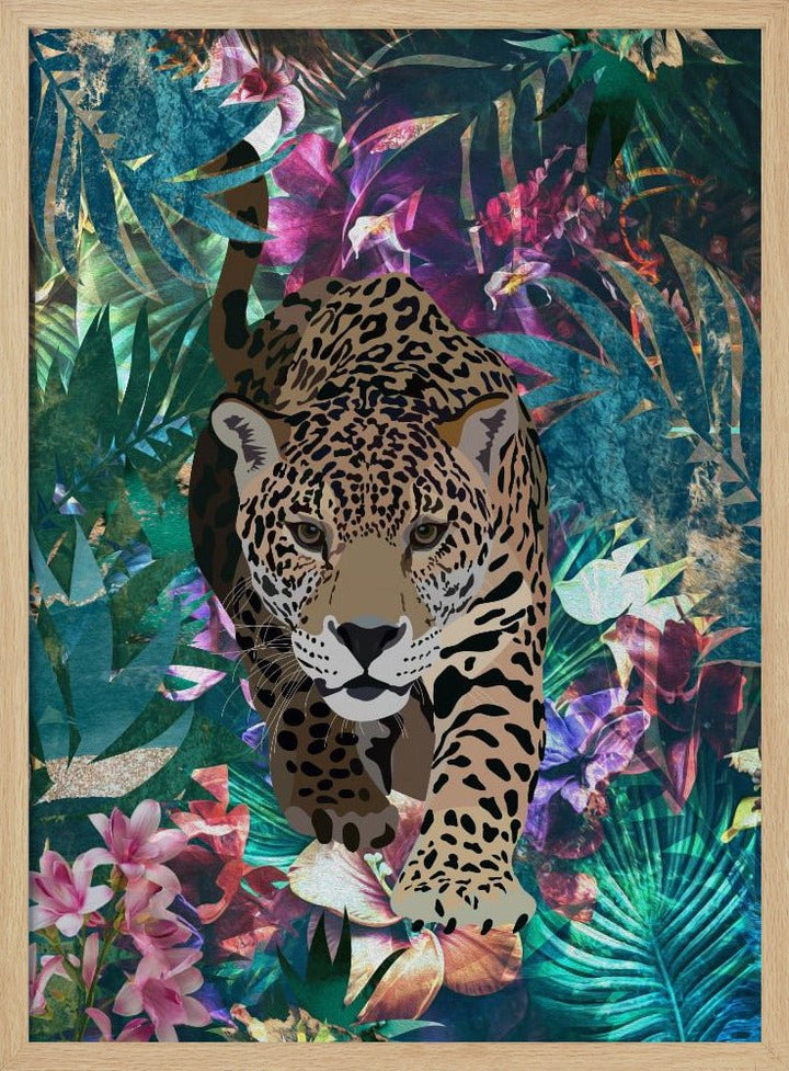 Tropical Jungle Jaguar - Stretched Canvas, Poster or Fine Art Print - I Heart Wall Art - Poster Print, Canvas Print or Framed Art Print