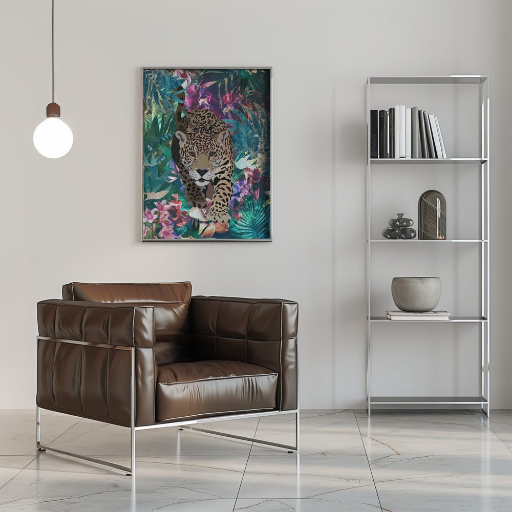 Tropical Jungle Jaguar - Stretched Canvas, Poster or Fine Art Print - I Heart Wall Art - Poster Print, Canvas Print or Framed Art Print