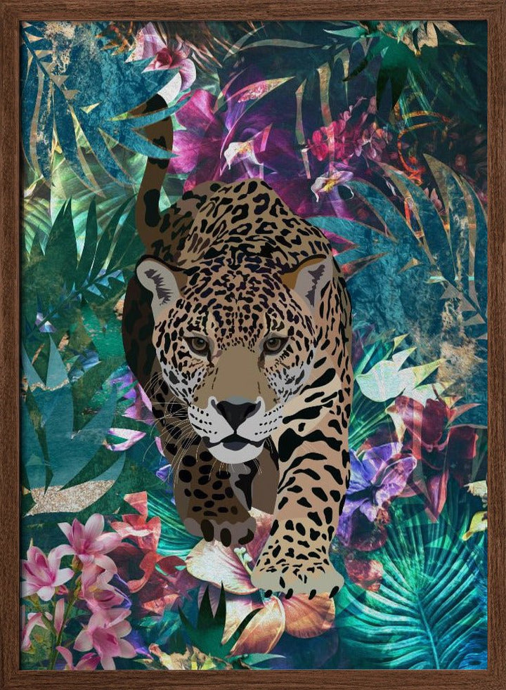 Tropical Jungle Jaguar - Stretched Canvas, Poster or Fine Art Print - I Heart Wall Art - Poster Print, Canvas Print or Framed Art Print